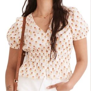 Madewell Sophia Short-Sleeved Top in Wild Calendula Block Print